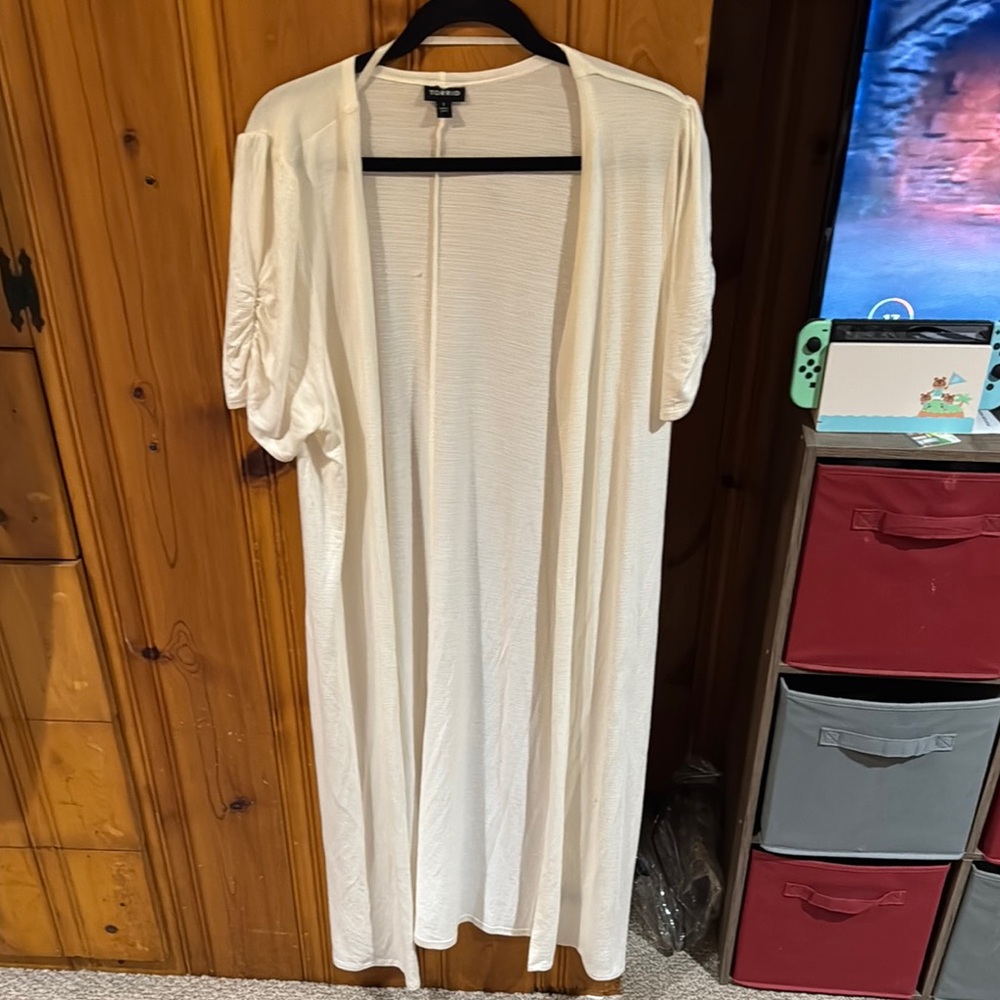 White Open-Front Cardigan